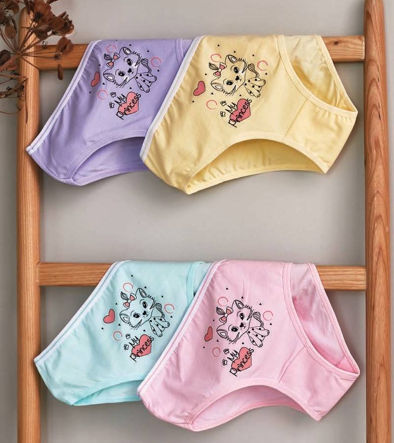 Bequeme Mädchen-Slips aus Baumwolle im 6er-Pack mit süßem Katzenmotiv – weich und farbenfroh